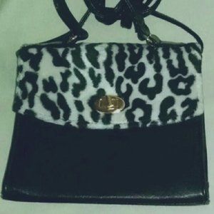 Vintage Beautiful Rare Black Faux-fur Accent Sexy Fashion Purse